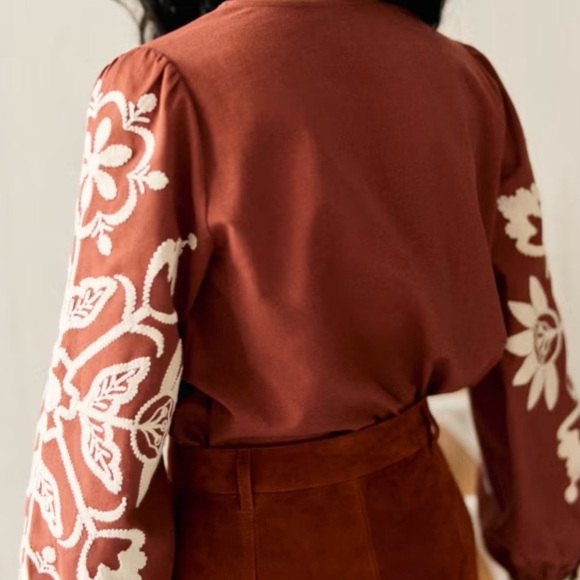Elegant Rust Floral Blouse - Picture 4 of 10